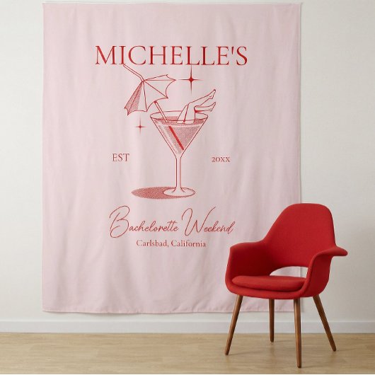 Retro Cocktail Meisjesuitje Wandkleed