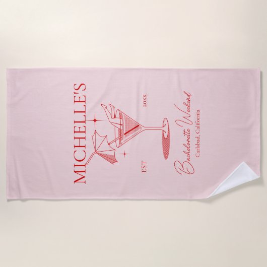 Retro Cocktail Meisjesuitstapfeestje Strandlaken (Voorkant)