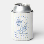 Retro Cocktail Modern Bachelorette Blauw Blikjeskoeler (Blikje Voorkant)