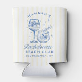 Retro Cocktail Modern Bachelorette Blauw Blikjeskoeler (Achterkant)