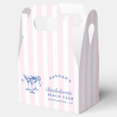 Retro Cocktail Modern Bachelorette Blauw & Roze Bedankdoosjes (Geopend)