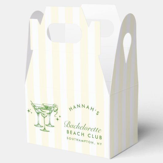 Retro Cocktail Modern Bachelorette Groen Bedankdoosjes (Geopend)