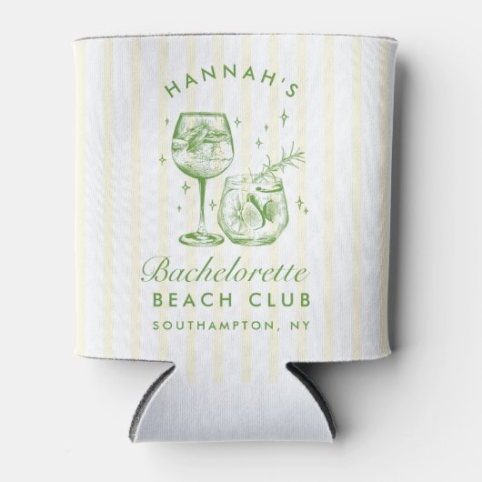 Retro Cocktail Modern Bachelorette Groen Blikjeskoeler (Voorkant)