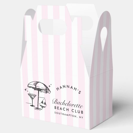 Retro Cocktail Modern Bachelorette Zwart & Roze Bedankdoosjes (Geopend)