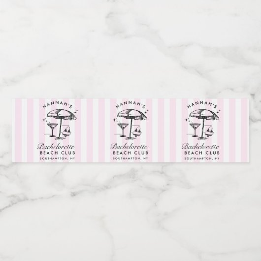 Retro Cocktail Modern vrijgezellenfeest Zwart Waterfles Etiket (Enkel label)