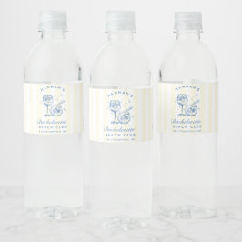Retro Cocktail Moderne Bachelorette Blauwe Waterfles Etiket