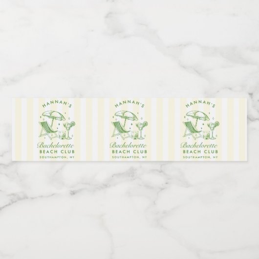 Retro Cocktail Moderne Bachelorette Groen Waterfles Etiket (Enkel label)