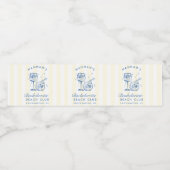 Retro Cocktail Moderne Bruidsfeest Blue Waterfles Etiket (Enkel label)