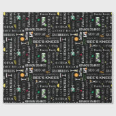 Retro Cocktail Names Patroon Cadeaupapier (Vlak)