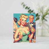 Retro Cocktail Party Illustratie Briefkaart (Staand voorkant)