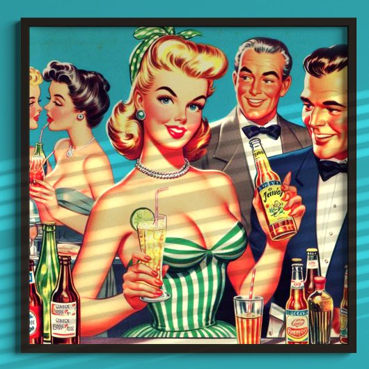 Retro Cocktail Party Illustratie Poster