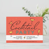 Retro  Cocktail Party Invitation Kaart (Staand voorkant)
