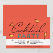 Retro  Cocktail Party Invitation Kaart (Voorkant / Achterkant)