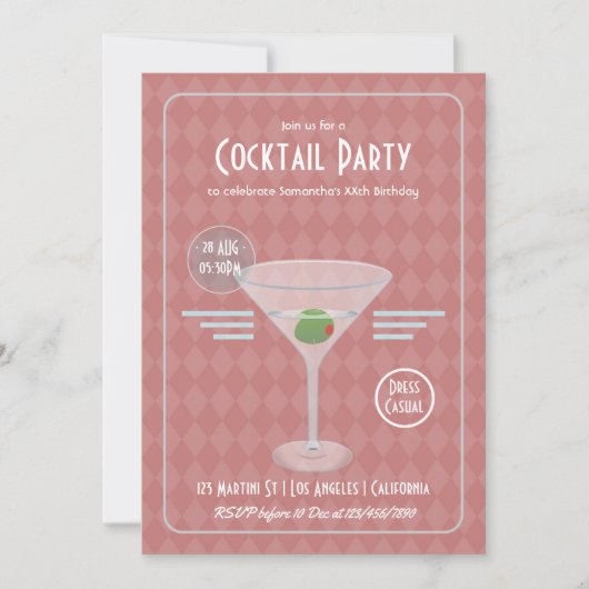  Retro Cocktail Party Kaart (Voorkant)