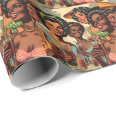 Retro cocktail party meisjes cadeaupapier (Rol Hoek)