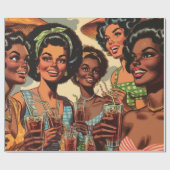 Retro cocktail party meisjes cadeaupapier (Vlak)