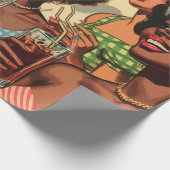 Retro cocktail party meisjes cadeaupapier (Hoek)