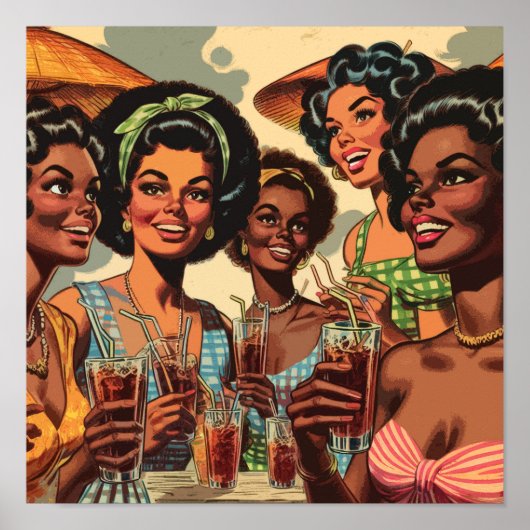 Retro cocktail party meisjes poster (Voorkant)
