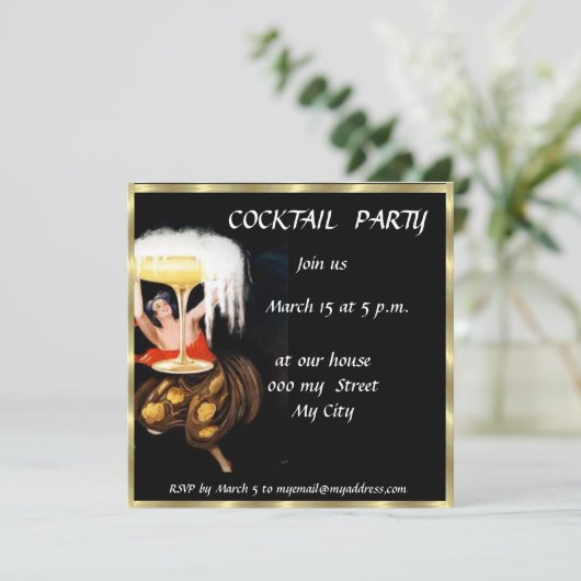 Retro Cocktail Party - Uitnodiging (Staand voorkant)