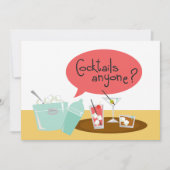 Retro Cocktail Party-uitnodigingen Kaart (Voorkant)