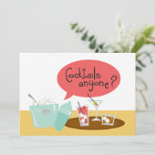 Retro Cocktail Party-uitnodigingen Kaart (Staand voorkant)