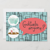 Retro Cocktail Party-uitnodigingen Kaart (Voorkant)