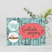Retro Cocktail Party-uitnodigingen Kaart (Staand voorkant)