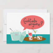 Retro Cocktail Party-uitnodigingen Kaart (Voorkant)