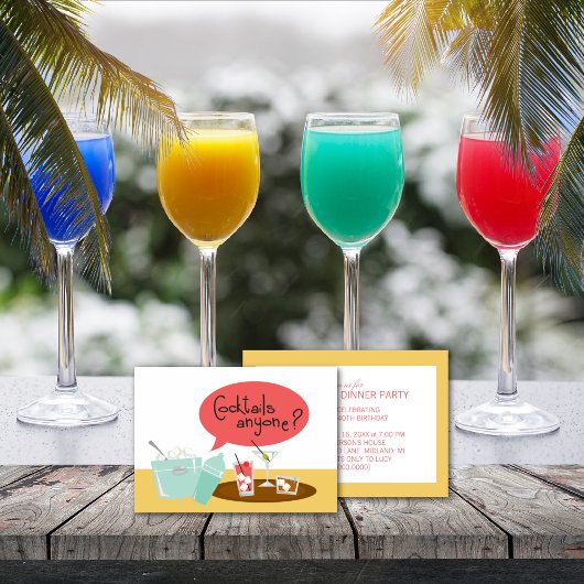 Retro Cocktail Party-uitnodigingen Kaart
