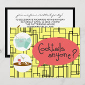Retro Cocktail Party-uitnodigingen Kaart (Voorkant / Achterkant)