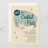 Retro Cocktail Party-uitnodigingen Kaart (Voorkant / Achterkant)