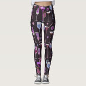 Retro  Cocktail Patroon Leggings (Voorkant)