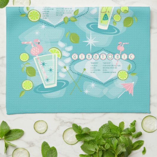 Retro Cocktail Recipes Theedoek (Gevouwen)