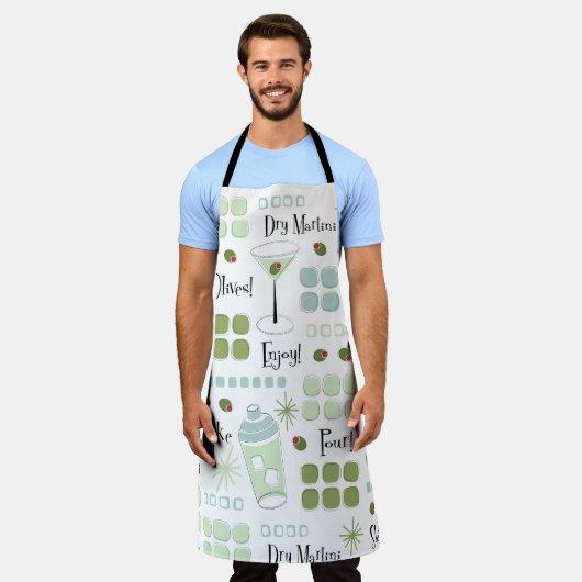 Retro Cocktail uit de midden eeuw Eames Style Schort (Gedragen)