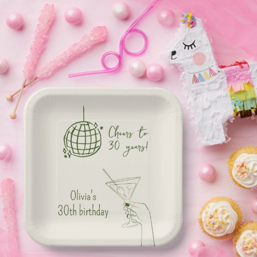 Retro Cocktail Verjaardagsfeestje fancy Papieren Bordje (Feest)