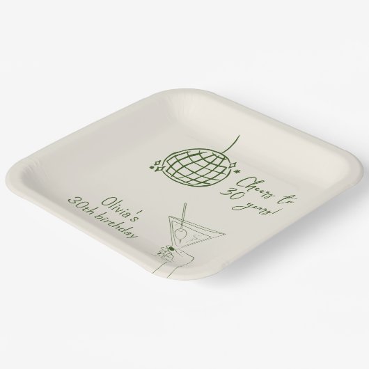 Retro Cocktail Verjaardagsfeestje fancy Papieren Bordje (Gebogen)