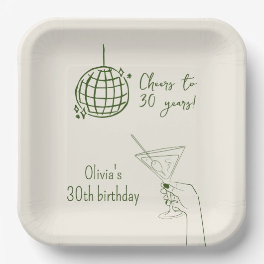 Retro Cocktail Verjaardagsfeestje fancy Papieren Bordje (Voorkant)