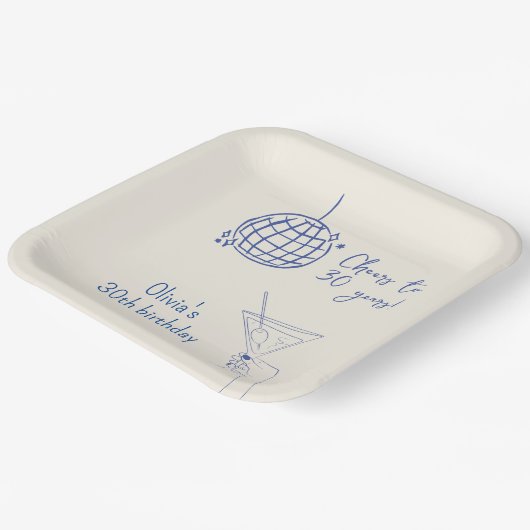 Retro Cocktail Verjaardagsfeestje fancy Papieren Bordje (Gebogen)