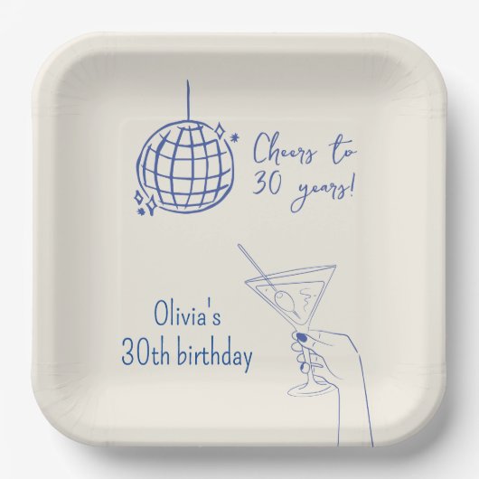 Retro Cocktail Verjaardagsfeestje fancy Papieren Bordje (Voorkant)