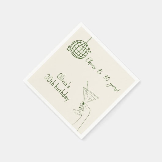 Retro Cocktail Verjaardagsfeestje groen Servet (Hoek)