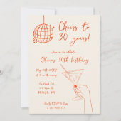 Retro Cocktail verjaardagsfeestuitnodiging Kaart (Voorkant)