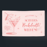 Retro Cocktail Vrijgezellenfeest Vrouwen Banner<br><div class="desc">Bij het plannen van een vrijgezellenfeest is het kiezen van retro cocktailthema-templates als het toevoegen van een scheutje plezier en flair aan het feest! Deze vinyl banner voor een vrijgezellenfeest bevat een levendige illustratie van een glamoureuze vrouw die haar benen uit een cocktailglas steekt, compleet met een feestelijke cocktailparasol, allemaal...</div>