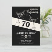 Retro cocktail zwart & wit martini 70ste verjaarda kaart (Staand voorkant)