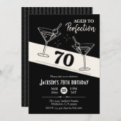 Retro cocktail zwart & wit martini 70ste verjaarda kaart (Voorkant / Achterkant)