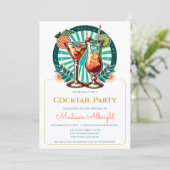 Retro Cocktailparty Kaart (Staand voorkant)
