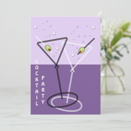 Retro cocktailparty uitnodiging (Staand voorkant)