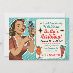 Retro Cocktailparty Uitnodiging