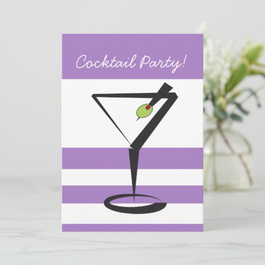 Retro cocktailparty uitnodiging (Staand voorkant)