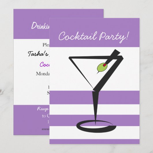 Retro cocktailparty uitnodiging (Voorkant / Achterkant)