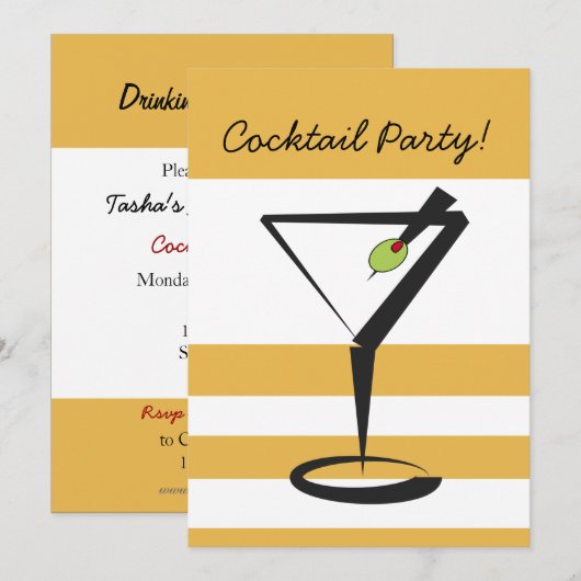 Retro cocktailparty uitnodiging (Voorkant / Achterkant)